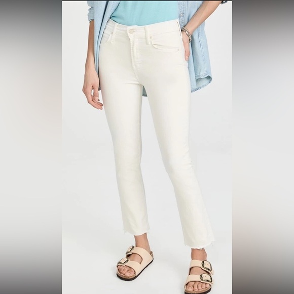 MOTHER Denim - MOTHER THE MID RISE DAZZLER CROP FRAY JEANS CREAM PUFFS WOMEN'S